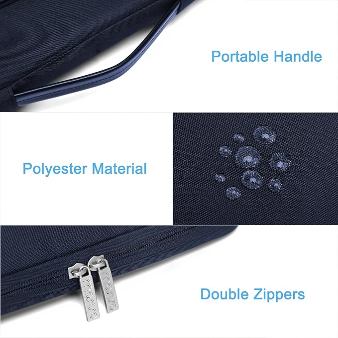 MOSISO 360 Protective Laptop Case 15 inch, Laptop Sleeve Compatible with MacBook Air 15 M4 A3241 M3 A3114 M2 A2941 2025-2023, Dell XPS 15, Side Open Bag with 2 Raised&1 Flapover Pockets, Navy Blue