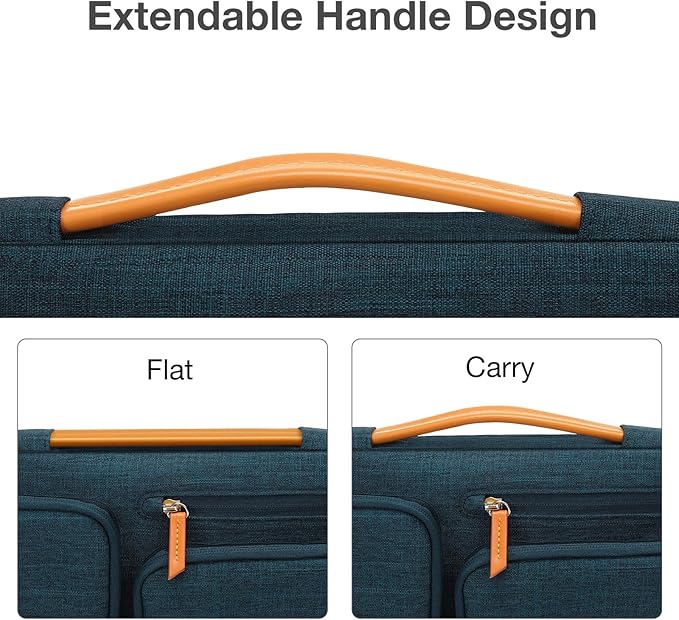 MOSISO 360 Protective Laptop Case 13.3 inch, 13-13.3 inch Laptop Sleeve Compatible with MacBook Air/Pro 13 / Pro 14,HP Dell Acer ASUS,Side Open Carrying Case with 4 Zipper Pockets&Handle, Teal Green