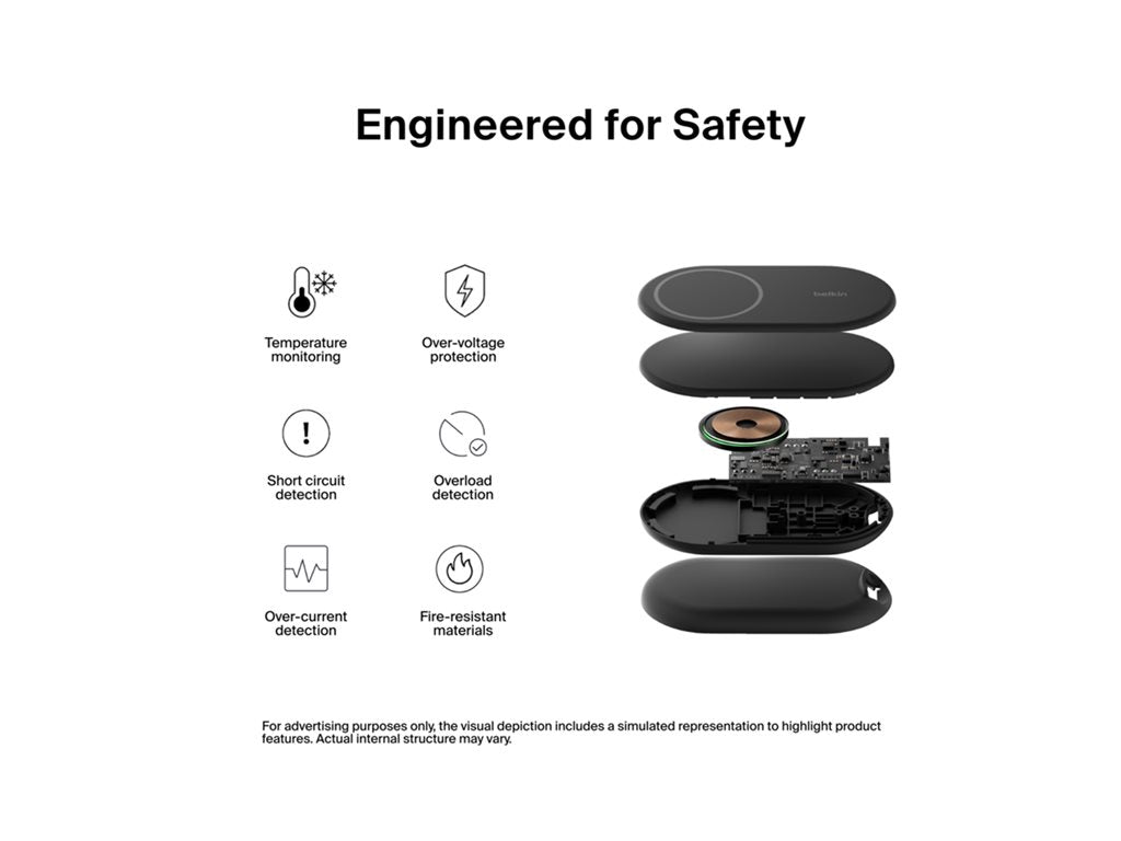 Belkin BoostCharge - Wireless charging stand - magnetic, foldable, with Qi2 + AC power adapter - 15 Watt - 3 A - Fast Charge, WIB007TTBK