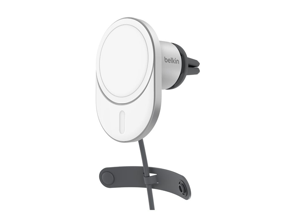 Belkin - Car wireless charging holder - magnetic with Qi2 + car power adapter - 15 Watt - Fast Charge - gray WIC008BTGR-V2