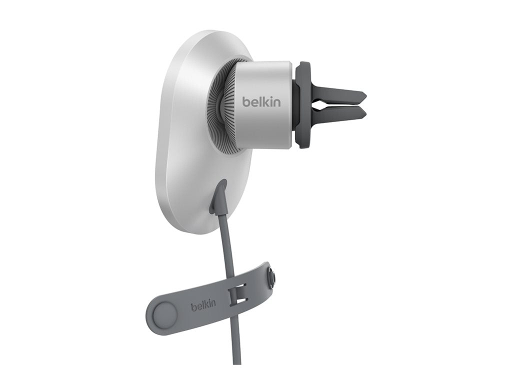 Belkin - Car wireless charging holder - magnetic with Qi2 + car power adapter - 15 Watt - Fast Charge - gray WIC008BTGR-V2