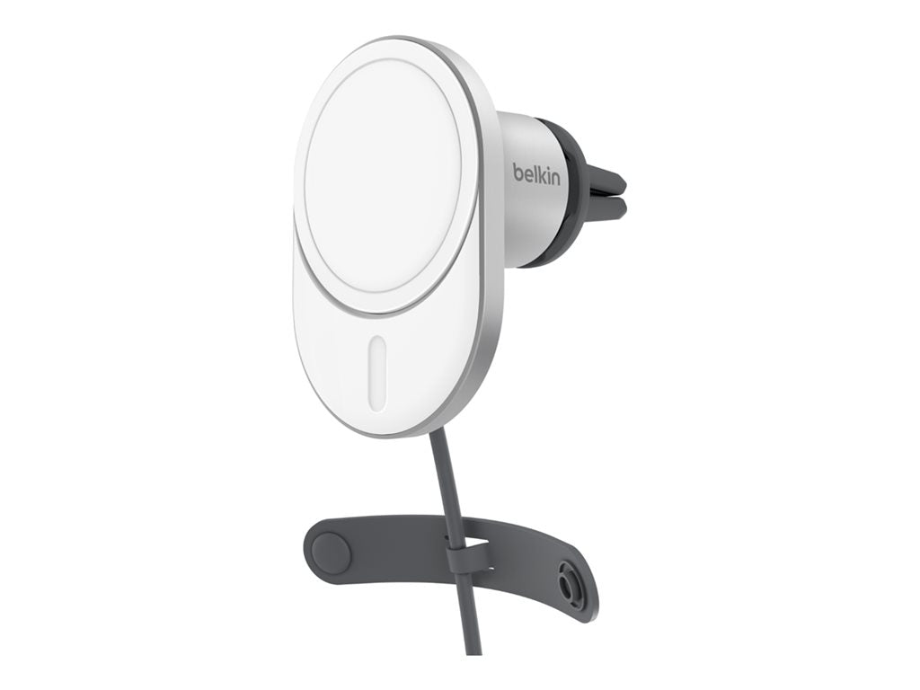 Belkin - Car wireless charging holder - magnetic with Qi2 + car power adapter - 15 Watt - Fast Charge - gray WIC008BTGR-V2