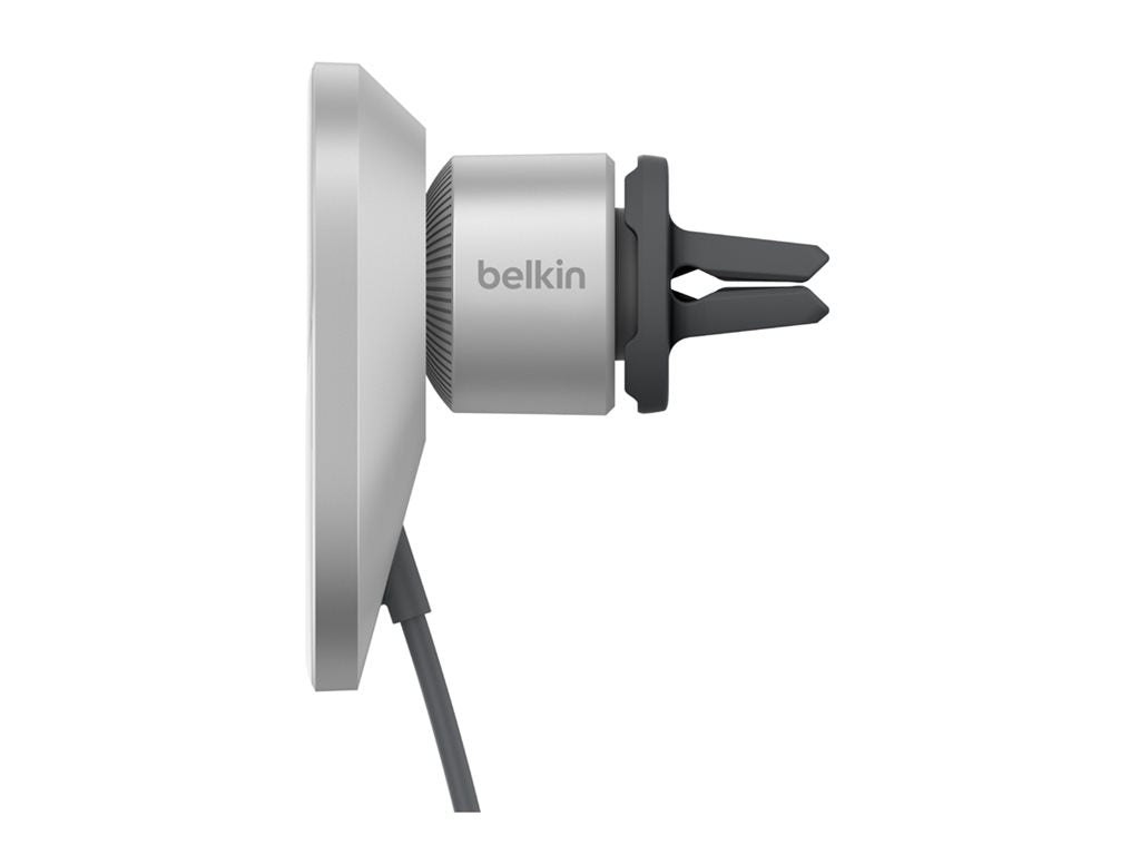 Belkin - Car wireless charging holder - magnetic with Qi2 + car power adapter - 15 Watt - Fast Charge - gray WIC008BTGR-V2