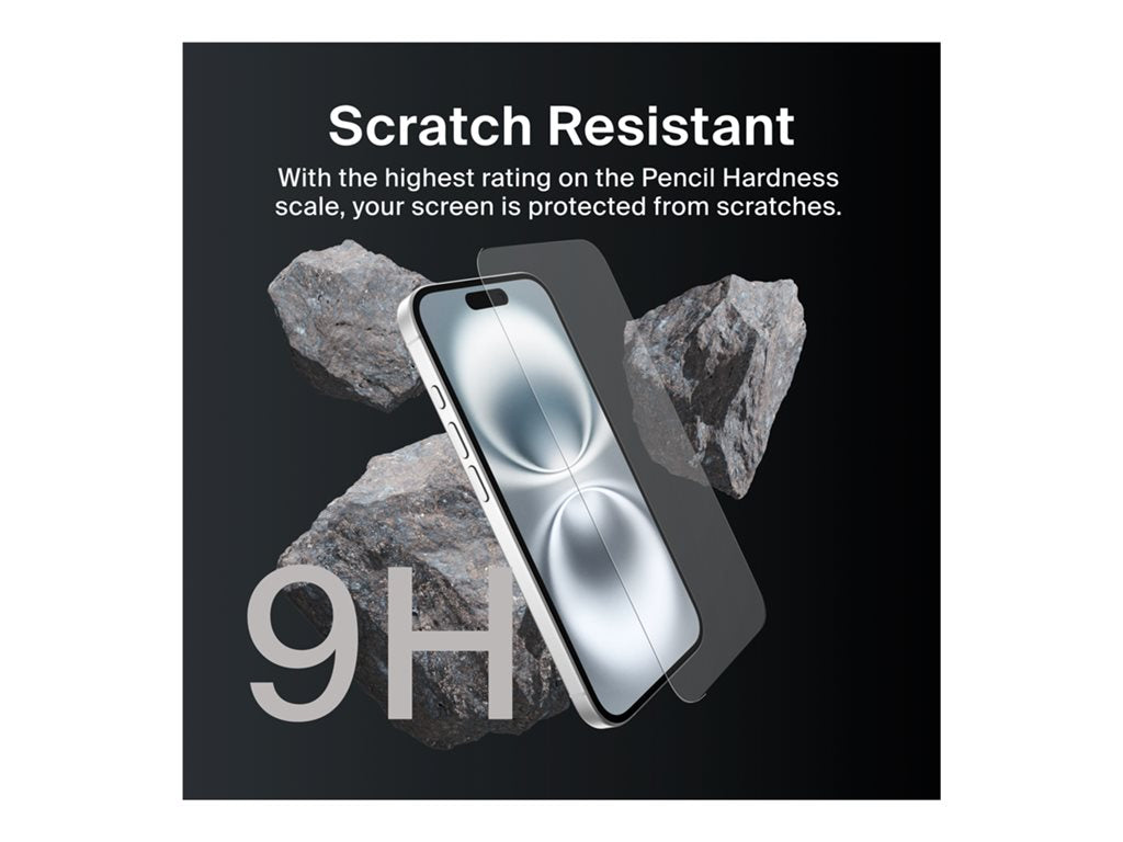 Belkin ScreenForce InvisiGlass - Screen protector for cellular phone - glass - for Apple iPhone 14 Pro, 15, 16 OVA171FQ