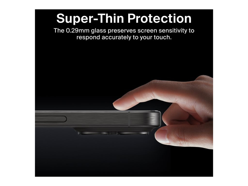 Belkin ScreenForce InvisiGlass - Screen protector for cellular phone - treated - glass - with privacy filter - 4-way - for Apple OVA169FQ