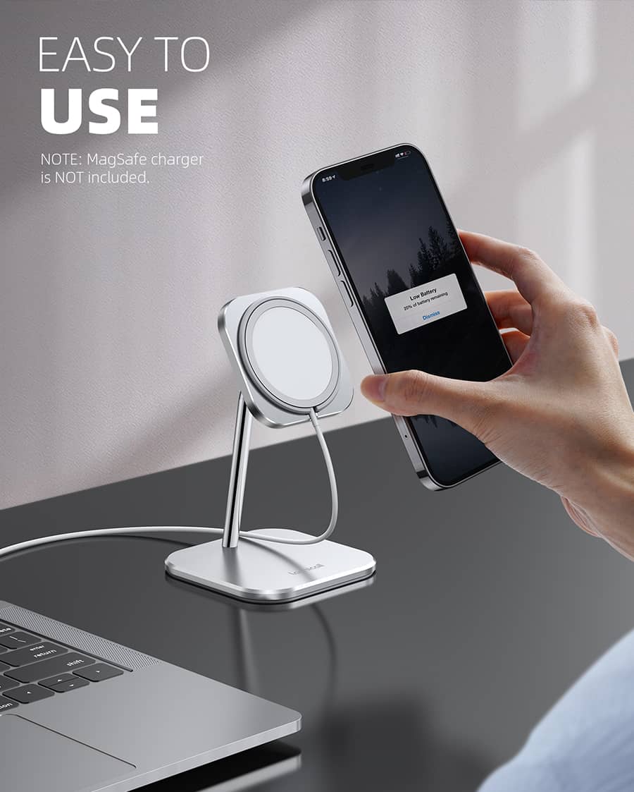 Lamicall Adjustable Aluminum Phone Stand for MagSafe Charger for Magsafe Accessories [Not fits iPhone 14-13-12][MagSafe Charger Not Included]