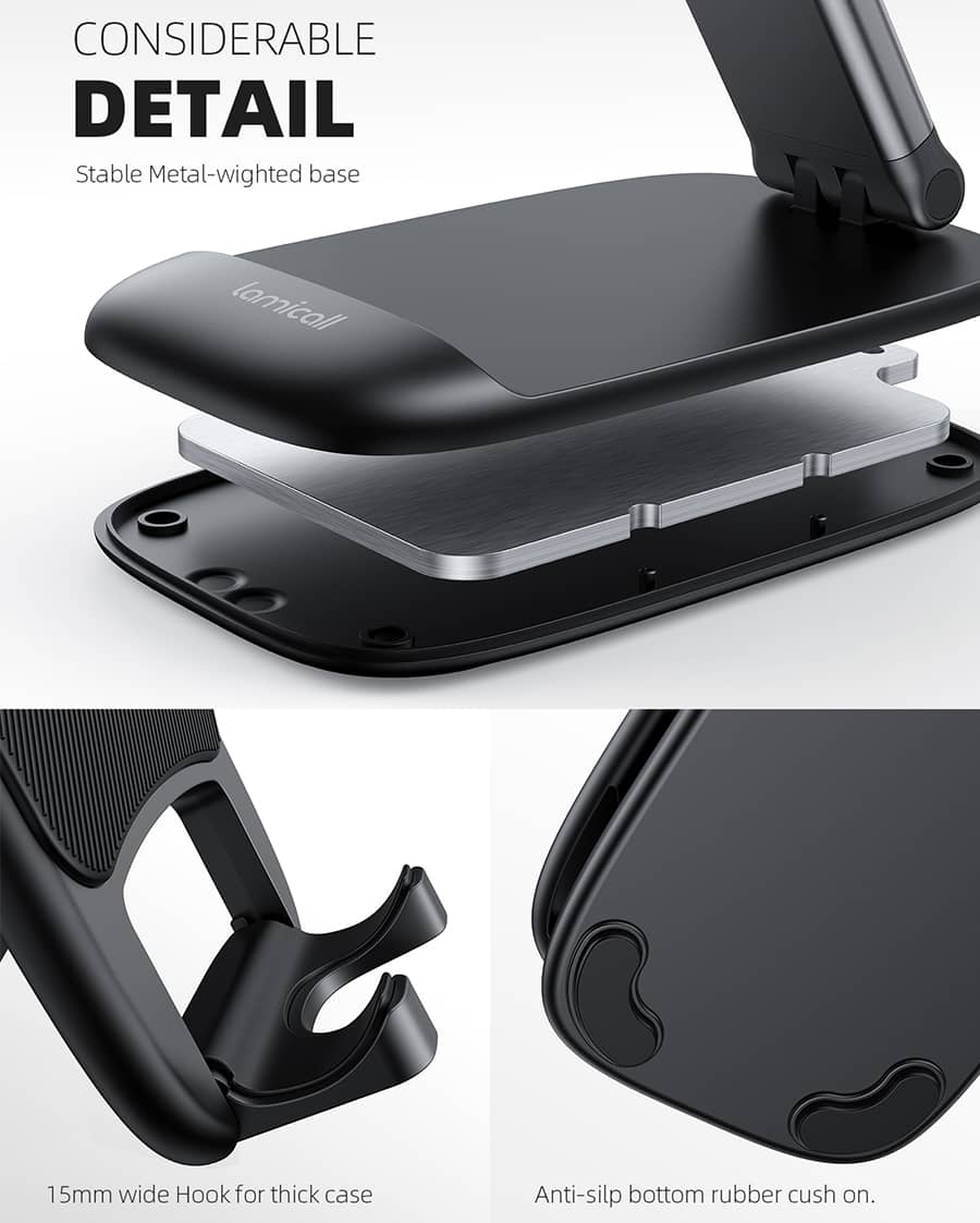 Lamicall Height Adjustable & Foldable Phone Holder for Business Trip Portable