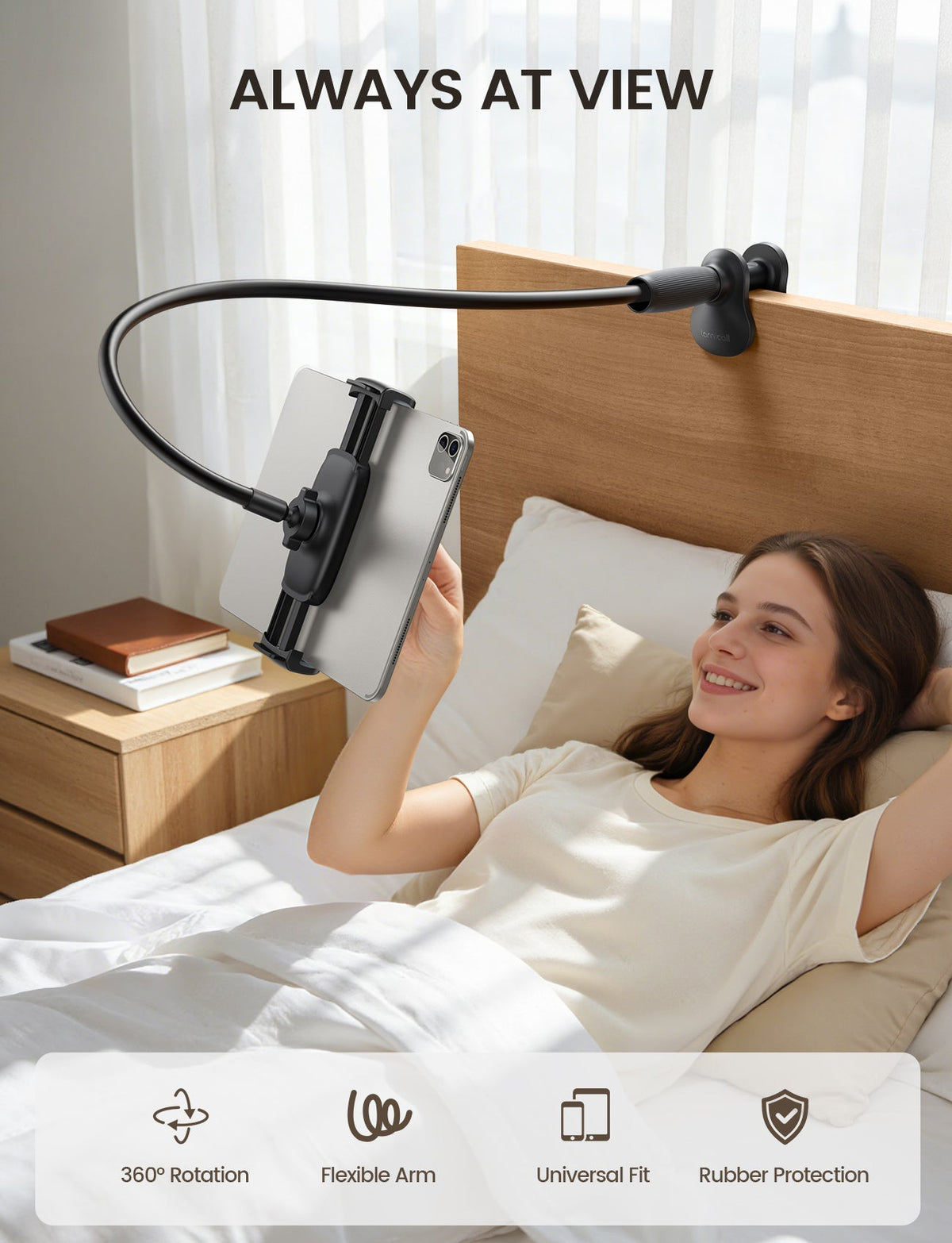 Lamicall Gooseneck Tablet Holder Unique Tapered Flexible Arm Up to 13 inches
