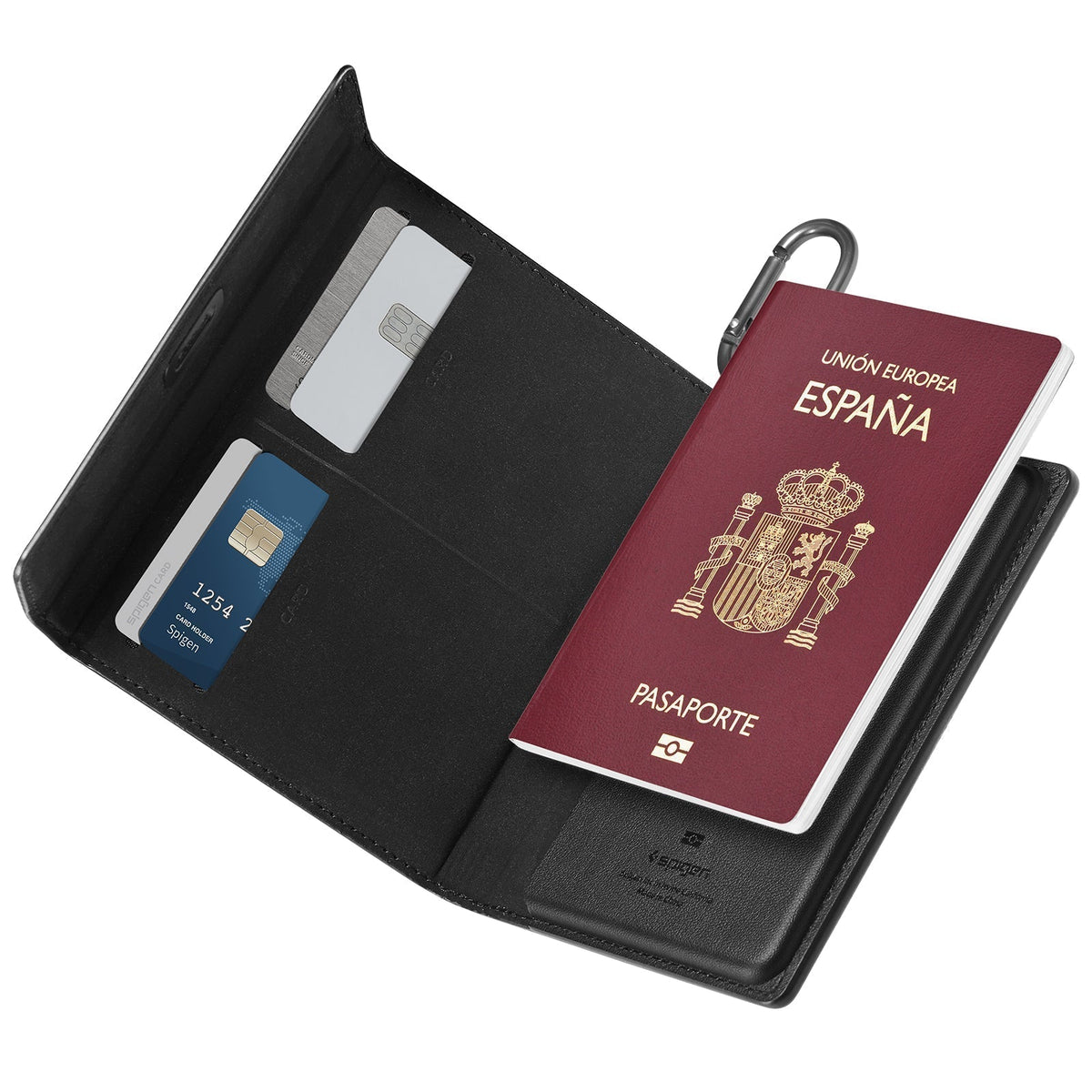 Spigen Passport Holder Case – RFID Blocking Travel Wallet with Card Slots & SIM Storage