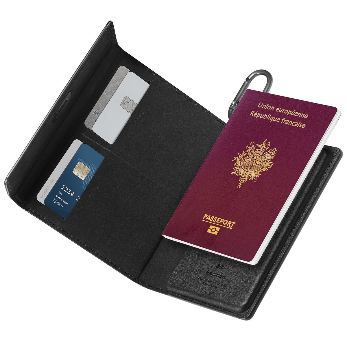 Spigen Passport Holder Case – RFID Blocking Travel Wallet with Card Slots & SIM Storage