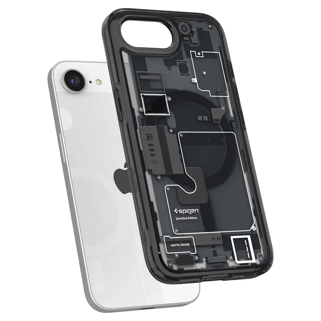 Spigen Ultra Hybrid MagFit Zero One MagSafe Case for iPhone 16e (2025) – Futuristic Transparent Tech Design
