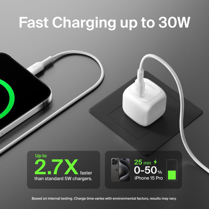 Belkin Compact USB-C Charger 30W - White