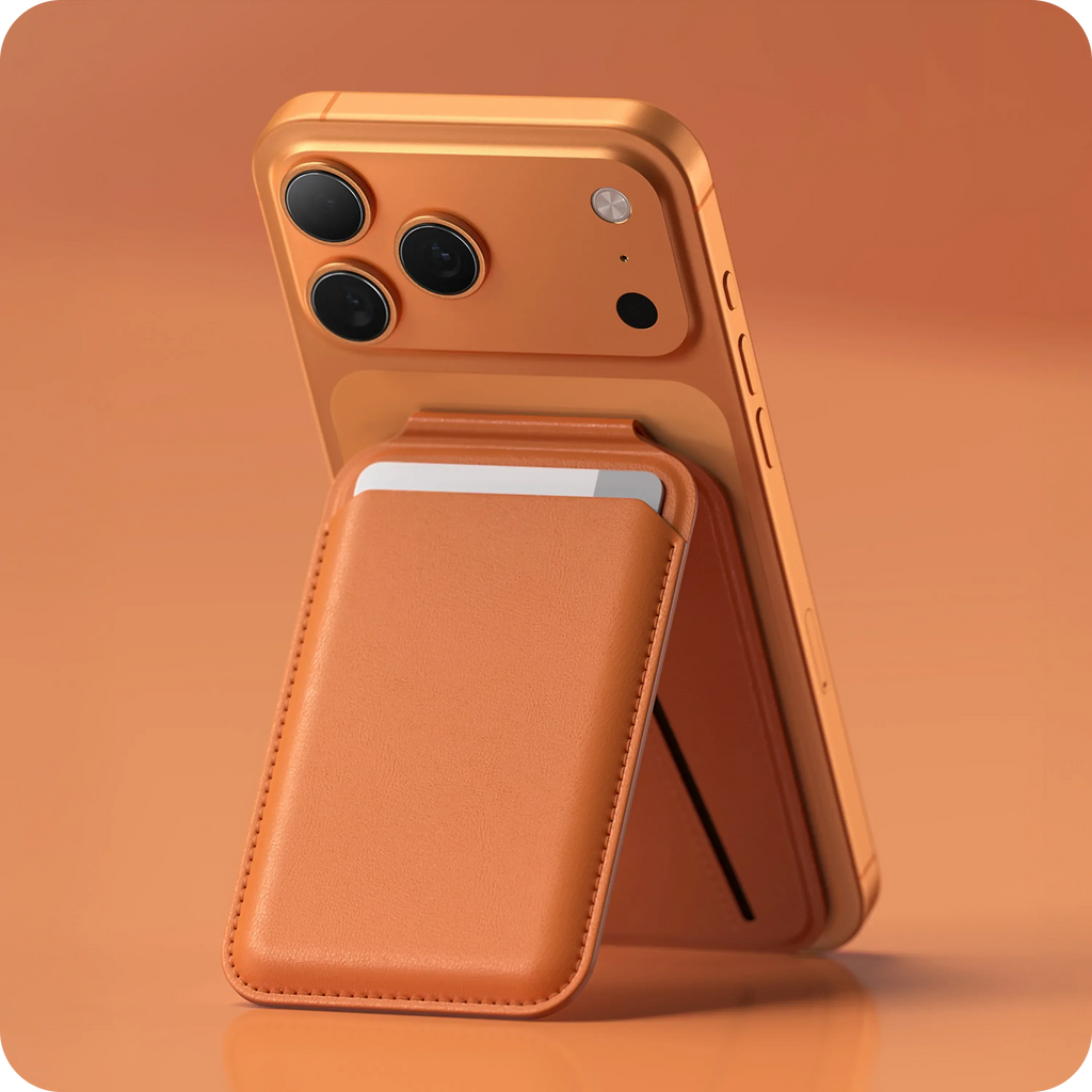 Vegan-Leather Magnetic Wallet Stand